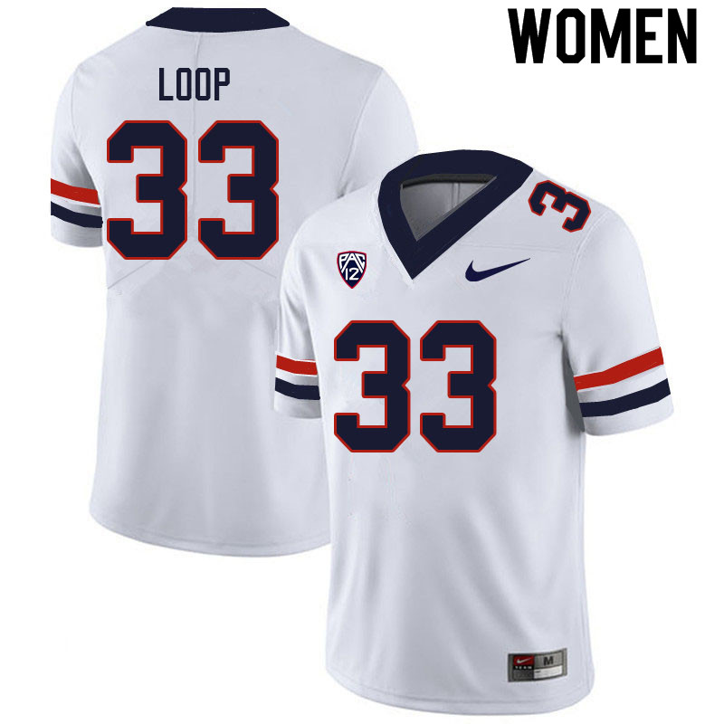 Women #33 Tyler Loop Arizona Wildcats College Football Jerseys Sale-White - Click Image to Close